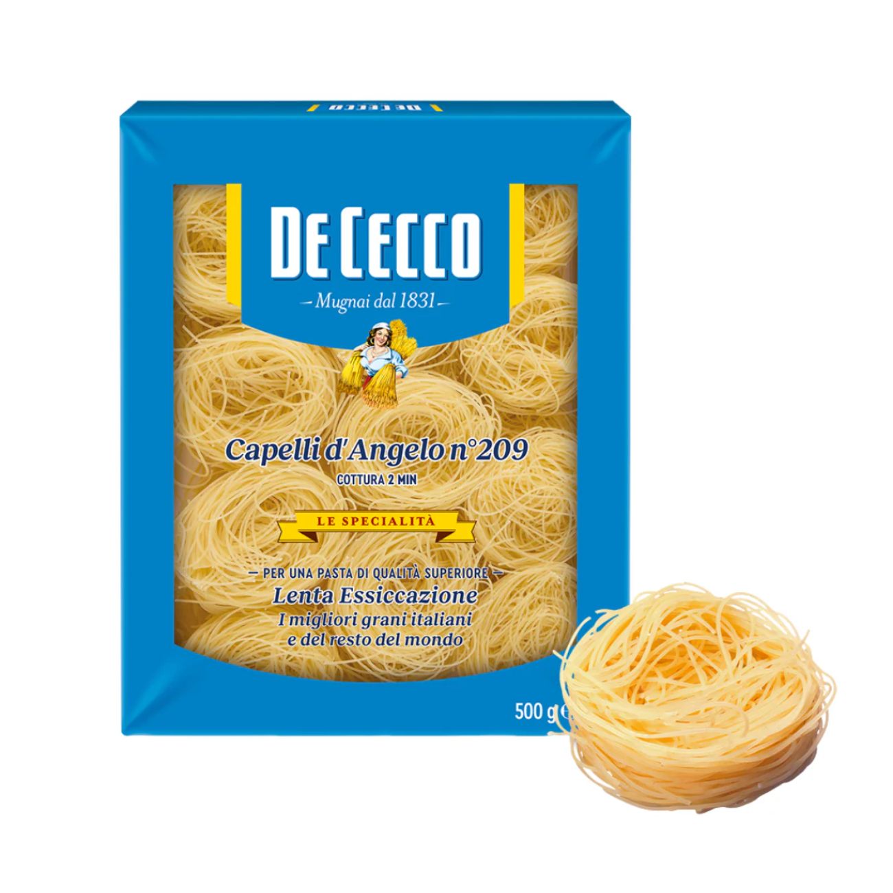Cieto kviešu makaroni DE CECCO Capelli D'Angelo N°209, 500g