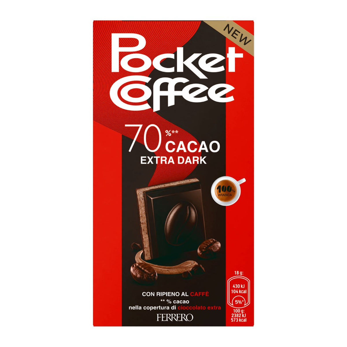 Tumeda šokolaadi tahvel kohvitäidisega POCKET COFFEE, 90g
