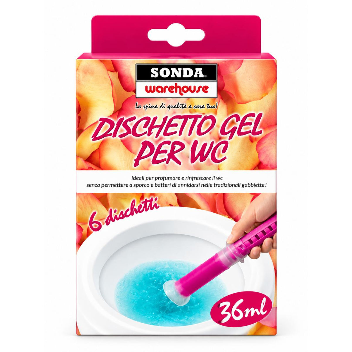 Toilet bowl discs with applicator SONDA Rosa, 36 ml