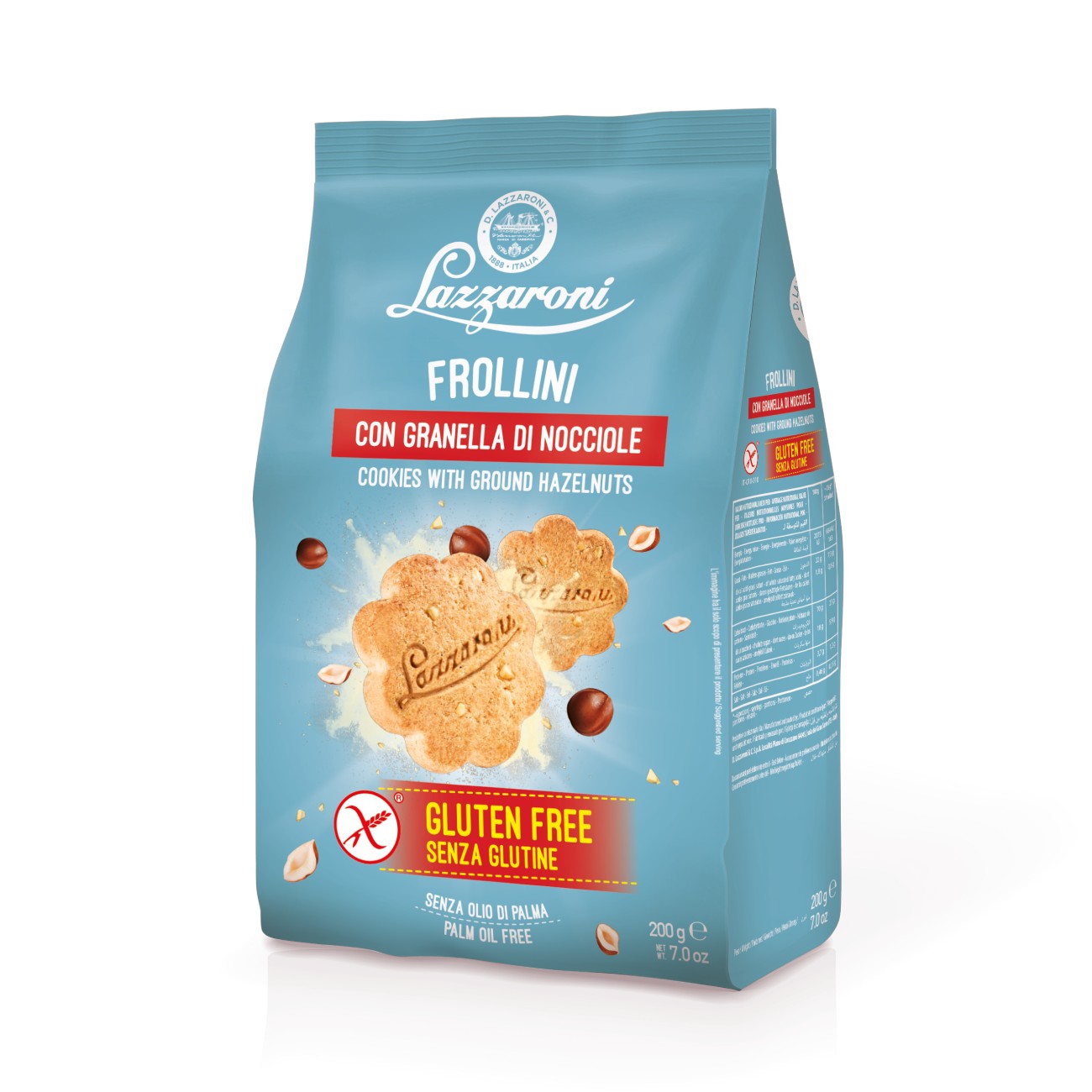 Bezglutēna cepumi ar lazdu riekstiem LAZZARONI, 200g