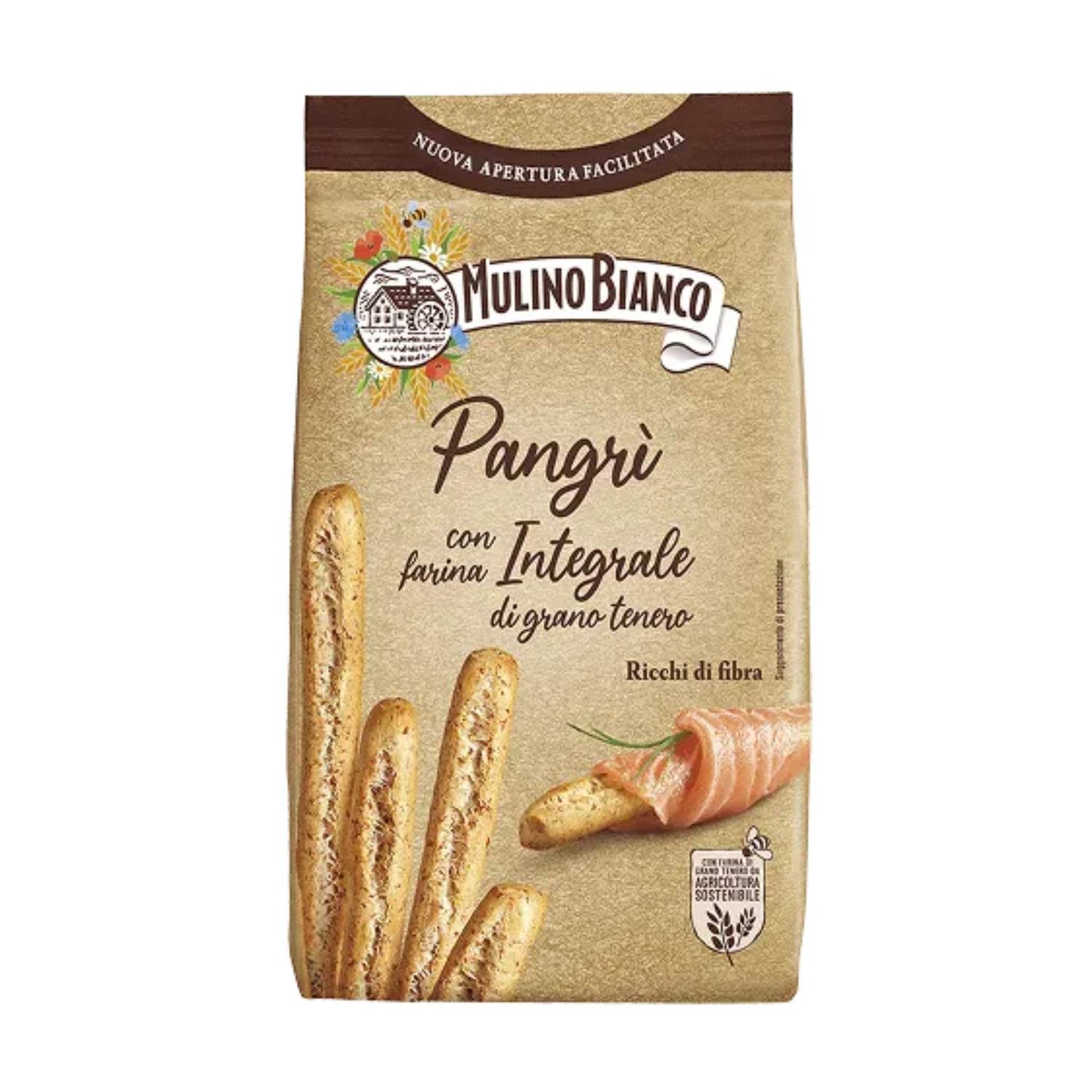 Pilno grūdo duonos lazdelės su sezamu Grissini Pangri Integrale, 250g