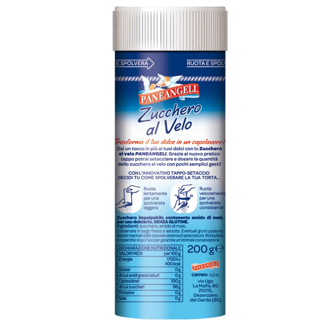 Сахарная пудра с ситечком PANEANGELI Zucchero a Velo, 200 г